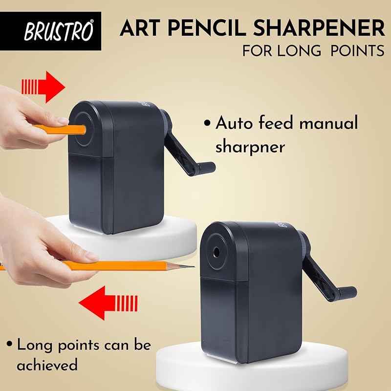 

Brustro Manual Art Pencil Sharpener with Long Points with helical Blade | Ideal for Charcoal, Graphite and Pastel Pencil 0 чёрный