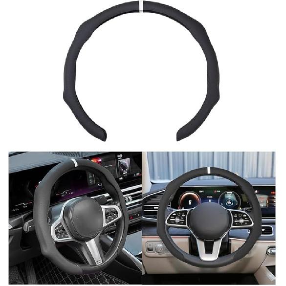 Car Steering Wheel Cover, 15 Inch Leather Non Slip Vehicle Steering Wheel Cover Protector, Comfortable Automotive Interior Protection Accessories, чёрный