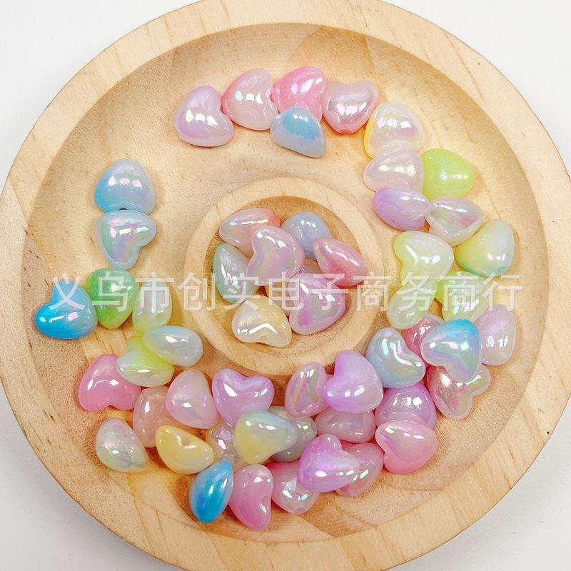 Aurora Gradient Heart & Starfish DIY Bead Kit - 3D Peach Heart Keychain