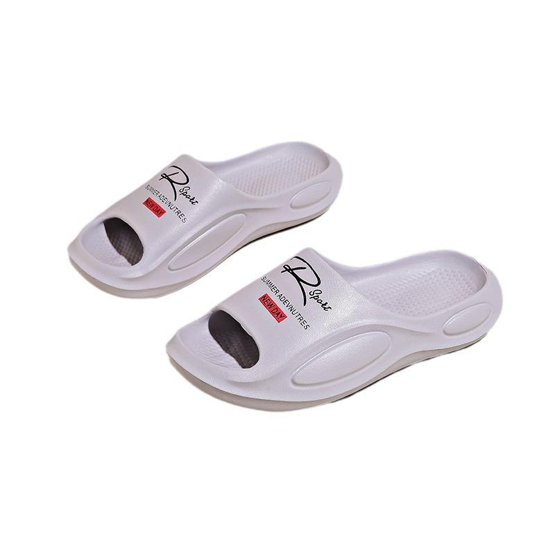 Couple Slippers Large Size Thick-bottomed One-word Slippers Fashionable Summer Soft-soled Beach Slippers