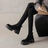 Microfiber Autumn Winter Shoes Thick Bottom Flat Platform Size 43 Long Boots Zipper Over-the-knee Boots