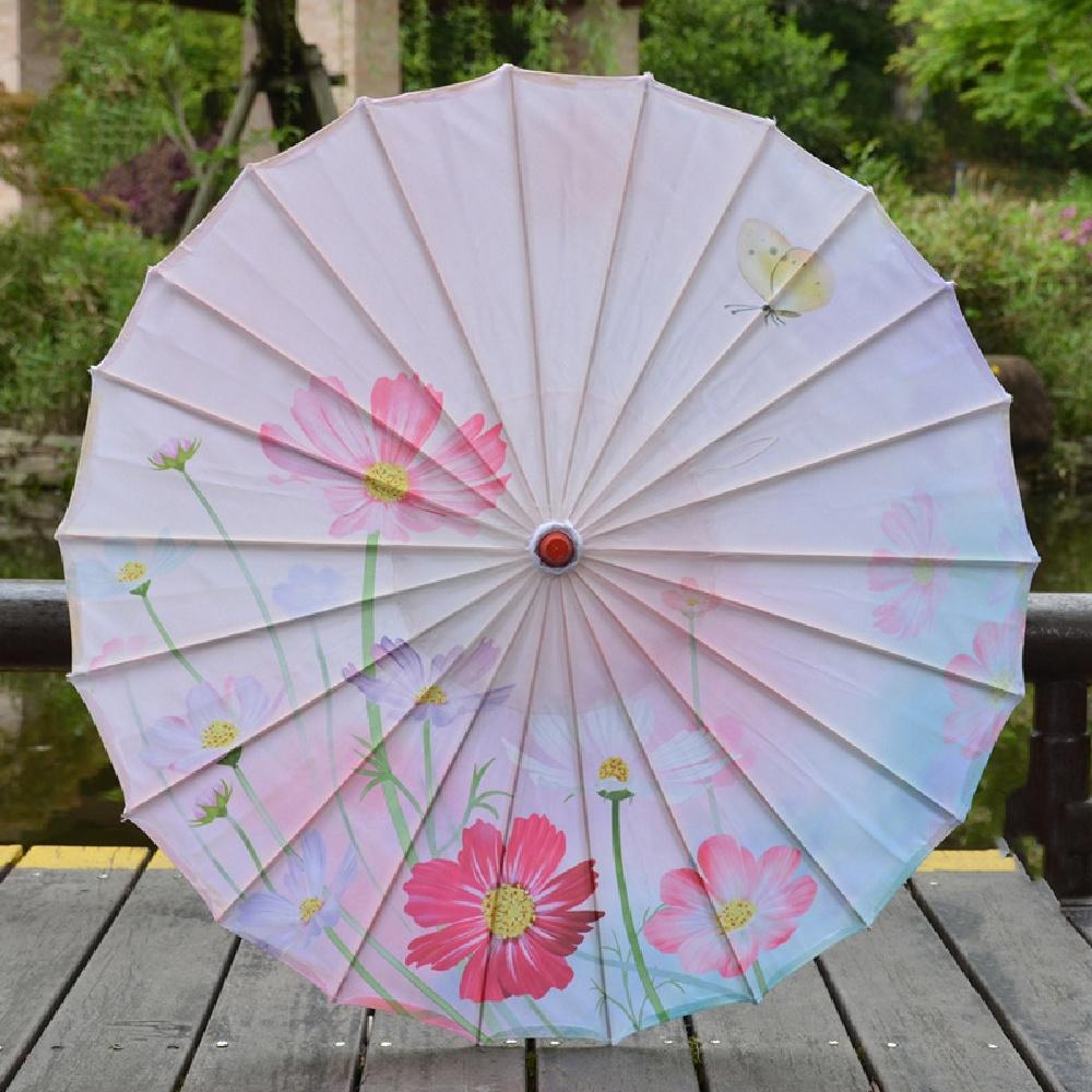 

Японский зонтик от солнца, китайский танцевальный зонт, ветрозащитный зонтик, женский фея, древний Ханфу, реквизит для косплея, УФ-солнце, масляный бумажный зонт