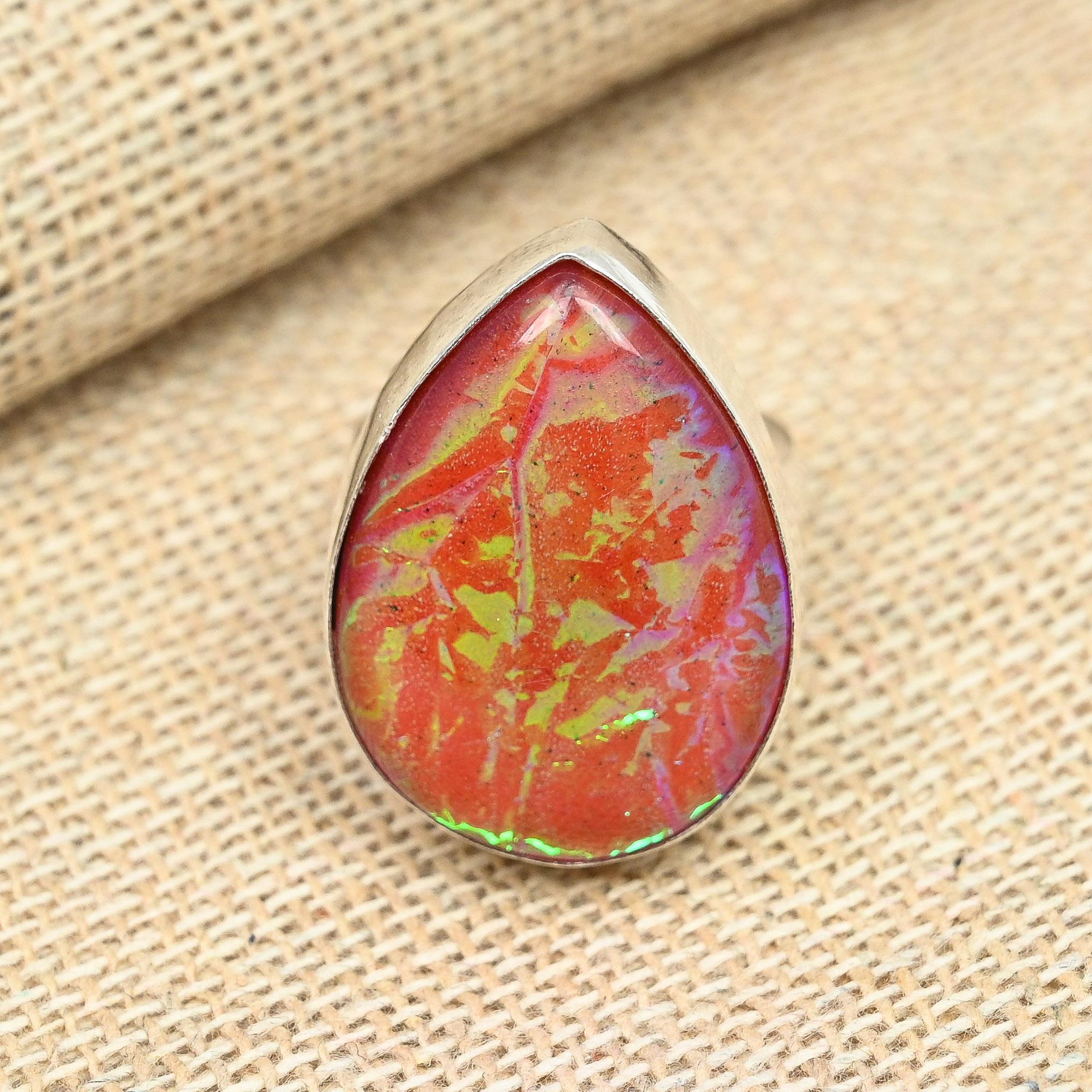 

Оранжевый австралийский тройной опал, драгоценный камень, ювелирное изделие из стерлингового серебра 925 пробы, юбилейное кольцо для нее 12 оранжевый