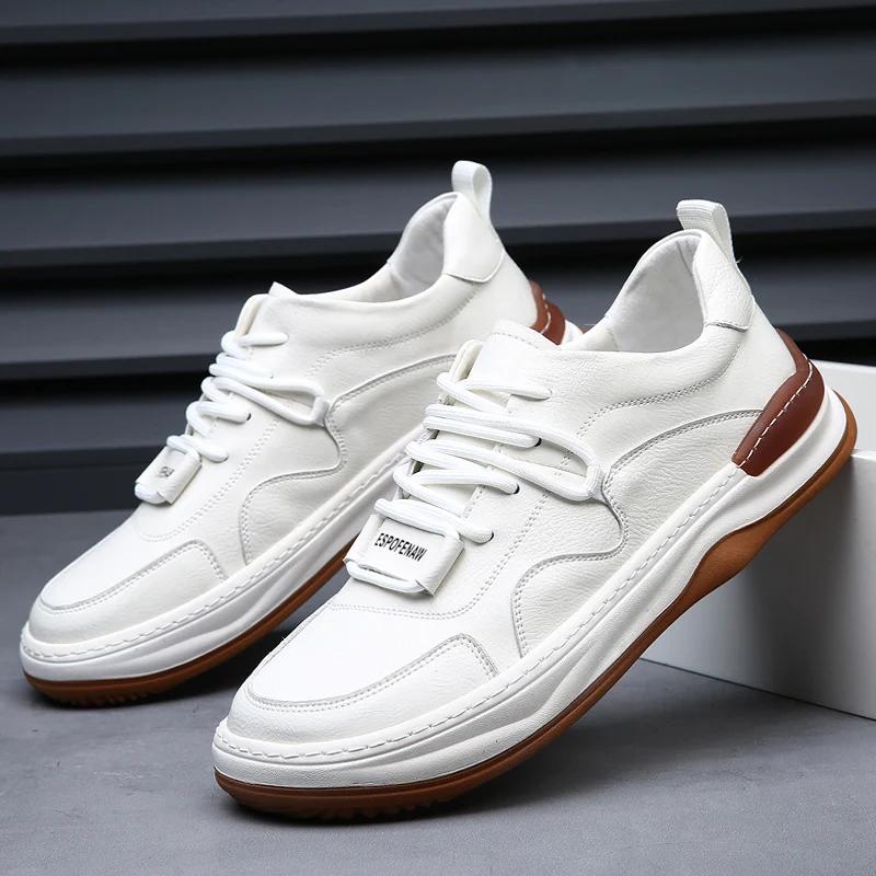 Fashion Luxury Brand Men's Shoes Fashion Genuine Leather Skateboard Shoes for Men Breathable Walking Sneakers Comfortable Casual Shoes