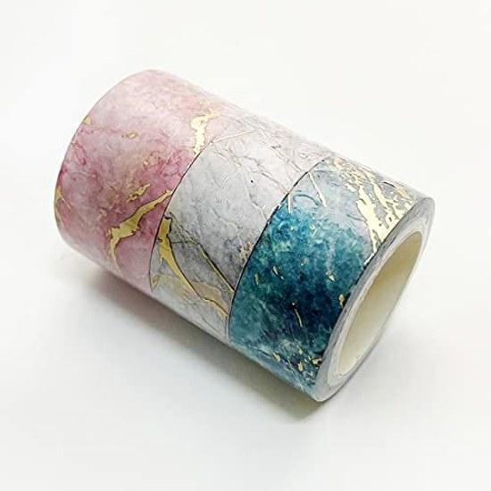 YUBBAEX Volume 3 Masking Tape Bronze Texture Wide Gold Foil Super Cute Style Thin Gift Wrapping DIY Crafts Notebook Decoration (Marble Texture)