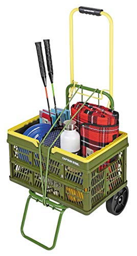 Capitán Ciervo (CAPITÁN CIERVO) Carrito de transporte plegable bicolor con cuerda de gancho, capacidad de peso 30 kg, amarillo x verde, UL-1039 F