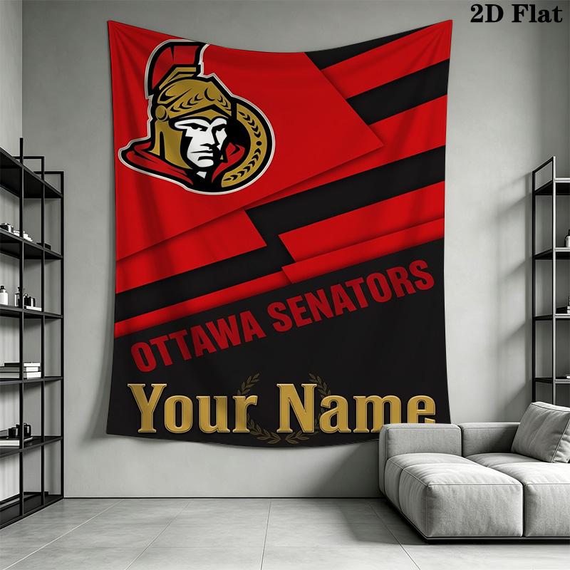 Name Custom Ottawa Senators Wall Tapestry Aesthetic Wall Hanging Printed Fabric Blanket Decorative Tapestries for Bedroom Living Room Home Decor