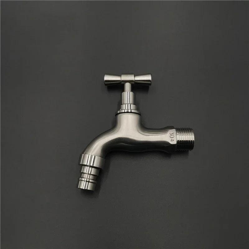 Bathroom 304 Stainless Steel Faucet Wall Mounted Outdoor Bibcock Garden Wash Basin Mop Faucet Wall Faucet