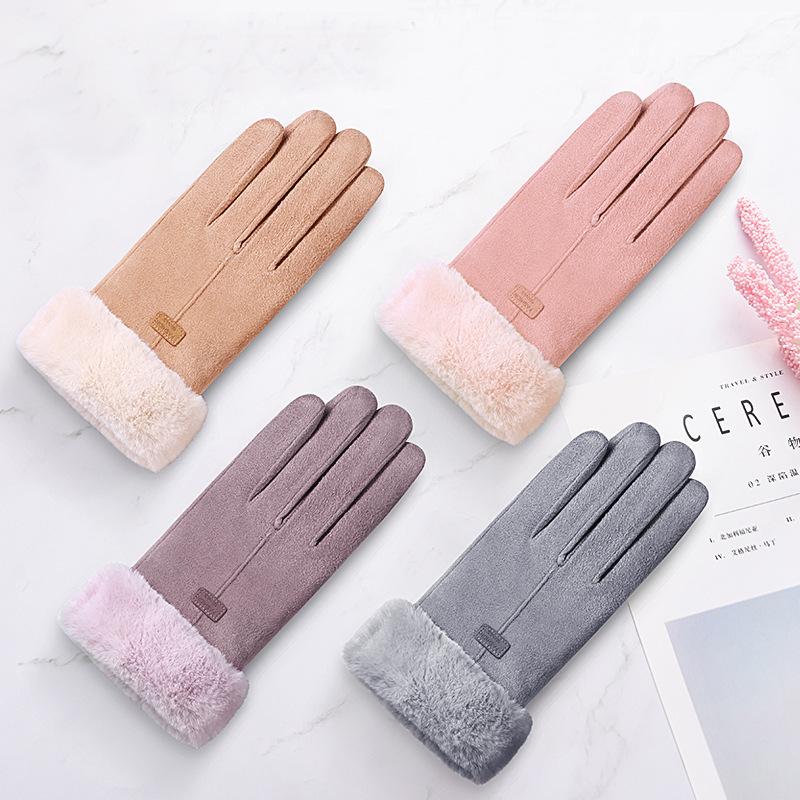 Gants Chauds Mode Femme Extérieur Équitation Conduite Mignons Nœud Moufles Polaires pour Femmes Temps Froid