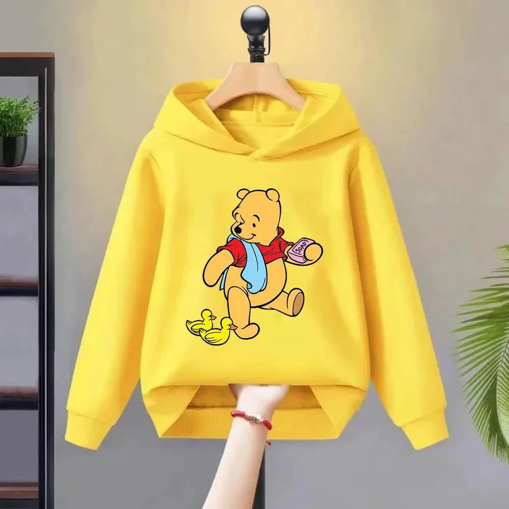 Disney Winnie The Pooh Printed Children's Hoodie for Autumn and Winter, Warm Top, Comfortable, Soft and High-quality Hoodie