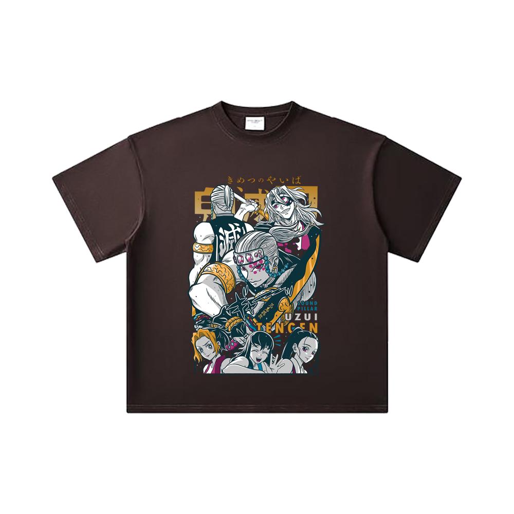 260 GSM Double Yarn 32 Count 100% Cotton Demon Slayer V65 Uzui Print Unisex Heavy Cotton T Shirt