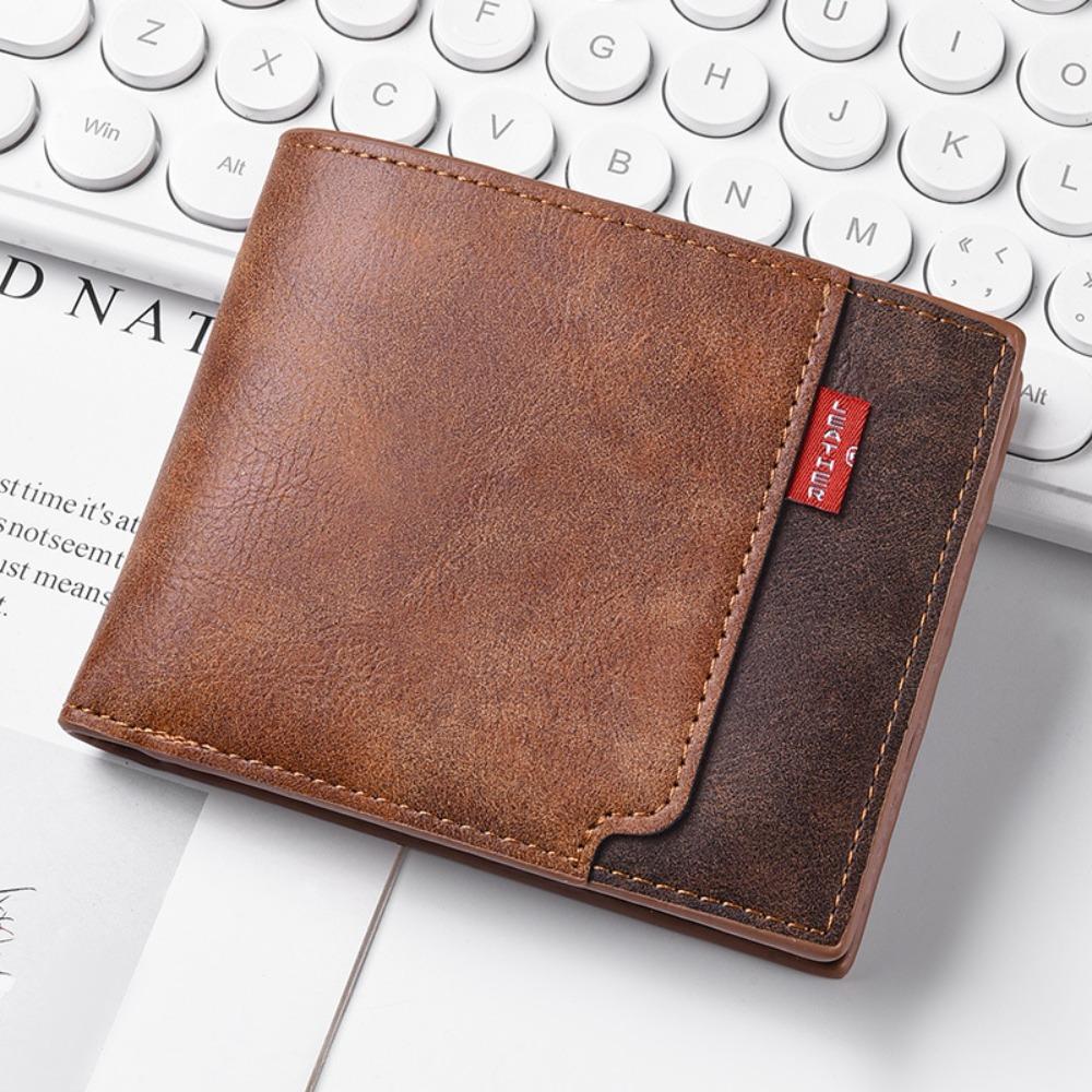 

Fashion Tri-Fold Men s Short Wallet Thin Frosted Business Wallet Multi-card Slot Portable Card Holder For Men and Boys светло-коричневого