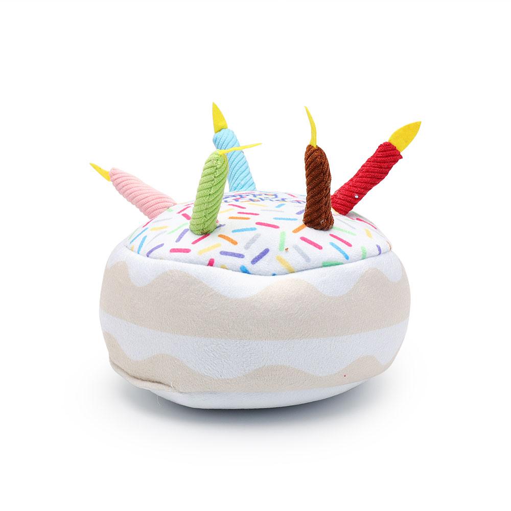 Cake Dog Toy Plush Birthday Cake Play Interactive Chew Celebration Squeaky Soft Cupcake Pet Toy