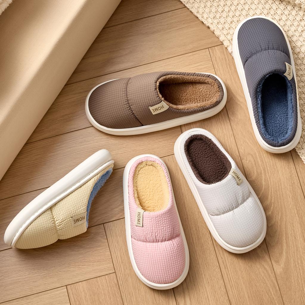 Cotton Slippers Autumn and Winter 2025 New Indoor Home Plush Slippers Couple Platform Warm Shoes