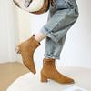 Coarse heel pointed short boots women's 2025 autumn new fashion versatile thin boots elastic suede high heel Martin boots