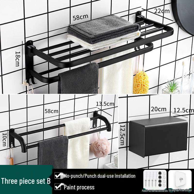 cmaos Folding Stainless Steel Bathroom Towel Rack 3-Piece Set