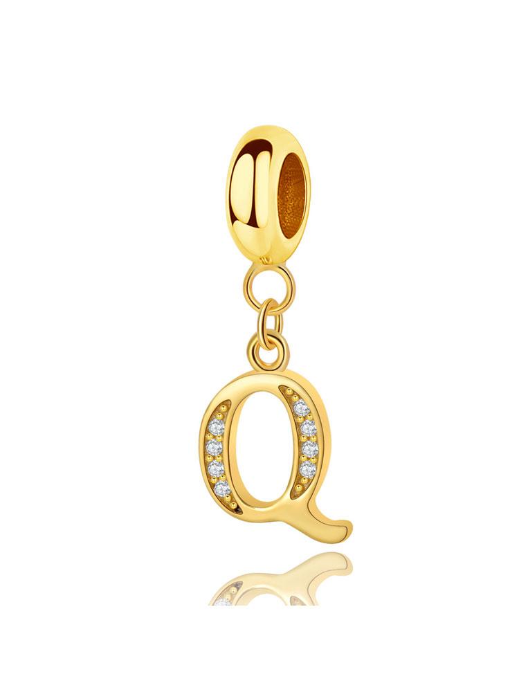 Copper Fashionable 26 Letters Of Charm Bead For Women Fit Bracelets Diy Making Anniversary Gift Fine Ladies Jewelry