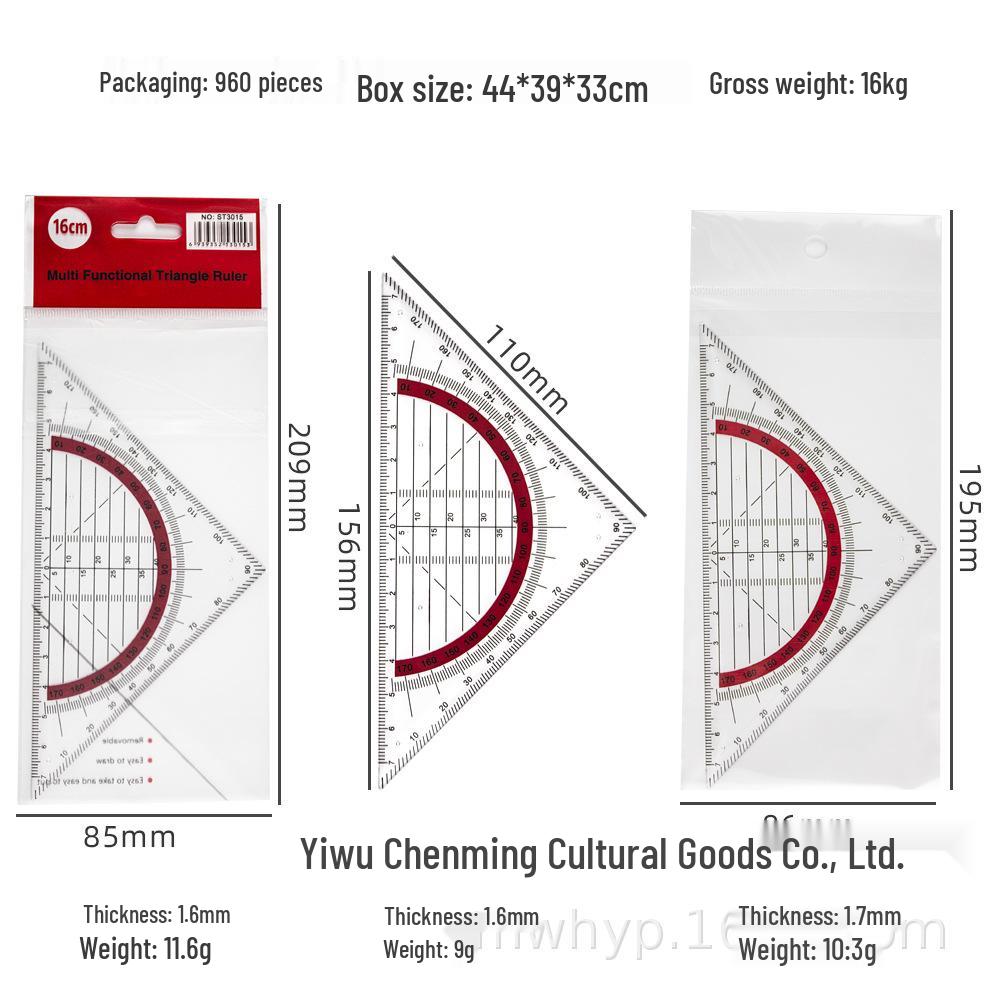 Multifunctional High-Precision Triangle & Protractor Ruler Set for Architectural, Engineering, Surveying, and Teaching.