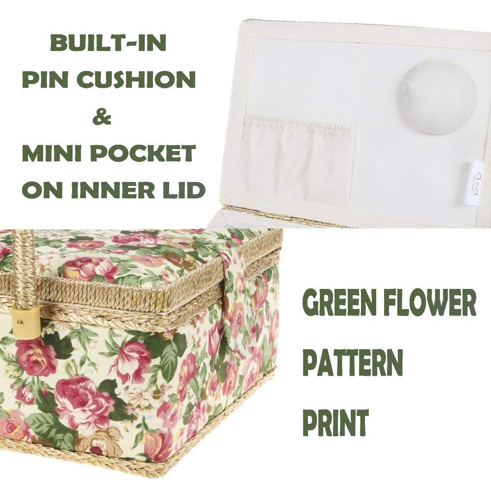 Sewing Large Capacity Floral Pattern Storage for Home Sewing Kit Easy to DIY Craft Gift for D&D Box, Case, Portable, Use, Storage, Carry,