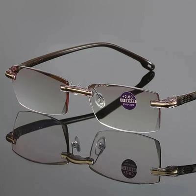 Lesebrille Anti Blaulicht Alterssichtigkeit Brille Damen Vintage Randlose Brille Dioptrie
