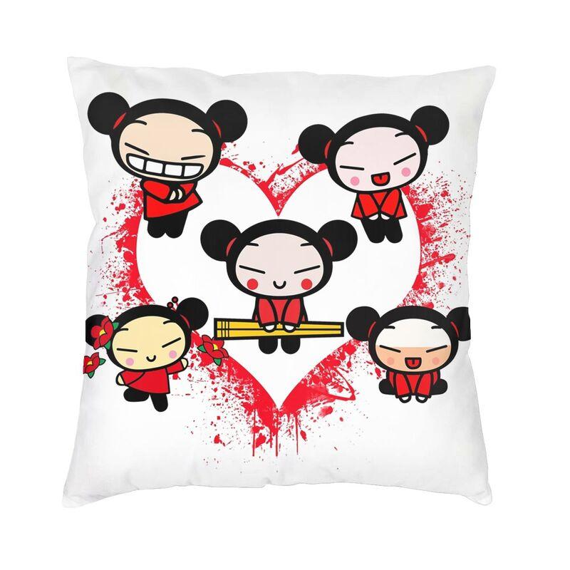 Pucca Modern Throw Pillow Cover Home Decorative Cartoon Character Cushion Case Double-Sided Printing Outdoor Cushion Pillowcases
