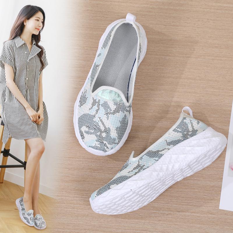 Summer Women Casual Nurse Plus Size Flats Loafers Soft Beach Walking Sports Shoes Lightweight Slip On