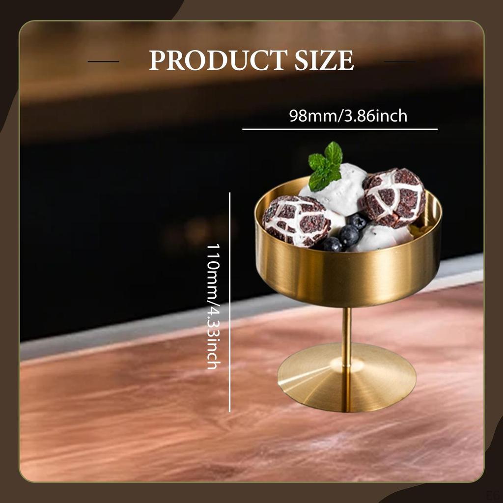 High Footed Ice Stainless Steel Dessert Cup Bowl Snack Candy for Sundae