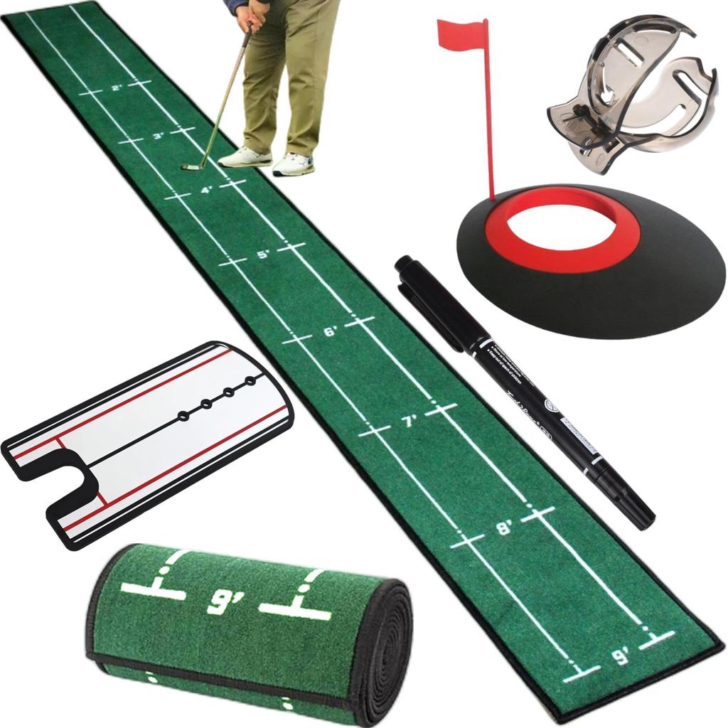 Gavit Putting Practice Putting Golf Practice Putting Practice Putting and Golf Ball Marker 5-Piece Set Mat, Mat, Cup, Mirror,