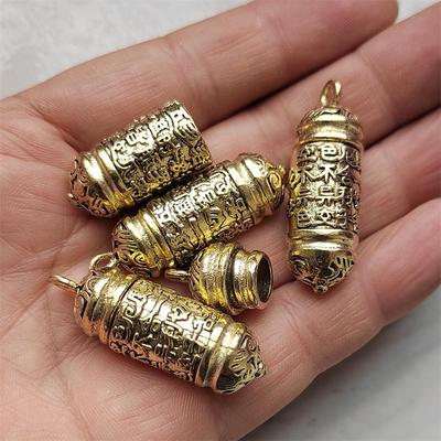 Vintage mosazný přívěsek na klíče s přívěskem Bodhi Heart Sutra Lotus