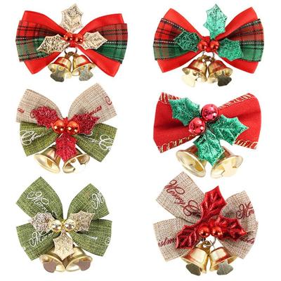 Mini Christmas Bow Bell Hanging Decor Reusable Bowknot Ornament Present Bow Wear-resistant Christmas Tree Christmas Decorations