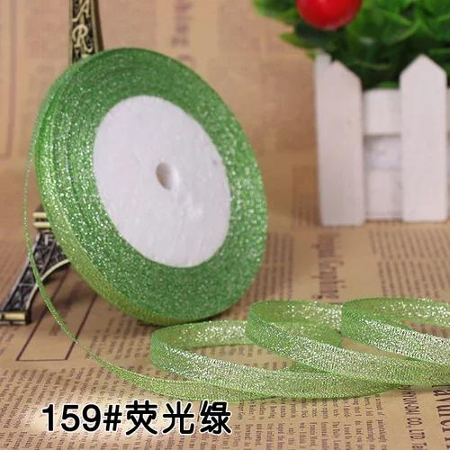 25Yards 6mm Multicolor Silk Satin Organza Ribbon Glossy Glitter Ribbon Wedding Cake Gift Decoration Crafts Garment Accessories