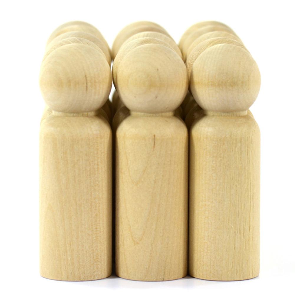 Men Shape Peg Dolls Natural Hardwood Unfinished DIY Wedding Cake Topper Home Decor Kids Toys Crafts 10PCS/Set