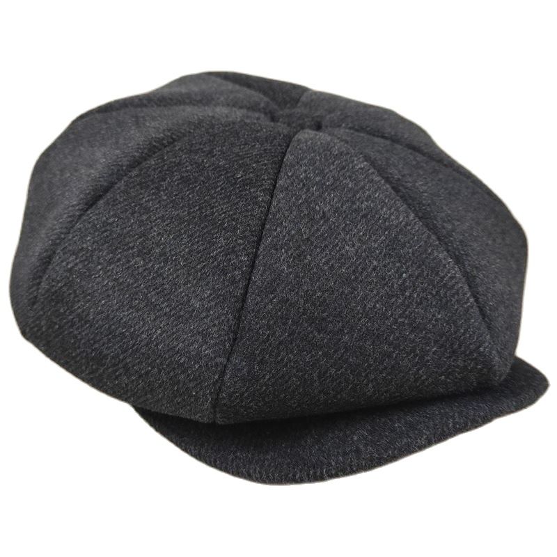Big Head Plus Size Berets Herringbone Felt Octagon Cap for Men Women Winter Pumpkin Gatsby Flat Ivy 56-58 59-60CM