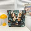 Canvas Embroidered Shoulder Bag With Large Capacity For Casual Daily Use
