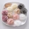 Chique DIY Tecido Organza Rosa Unissex Flor de Cabelo Faixa de Cabeça Tiara Acessórios de Pente de Cabelo Rosetas Florais 5cm