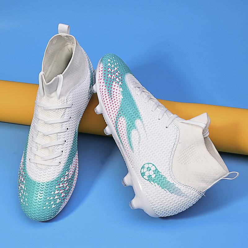 

Football Shoes High Top Socks Shoes Men And Women Ag Length Short Nails Leather Foot Youth Student Sports Football Shoes 33 белый