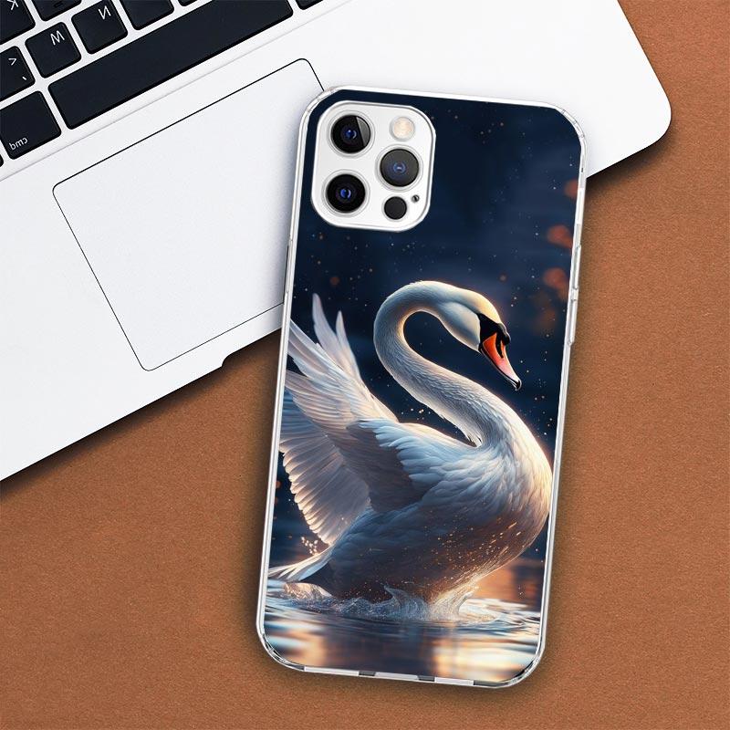 Black Swan Noble Phone Case For Apple iPhone 11 12 13 15 14 Pro 7 XR X XS Max 8 Plus + Mini SE Customized Print Soft Cover