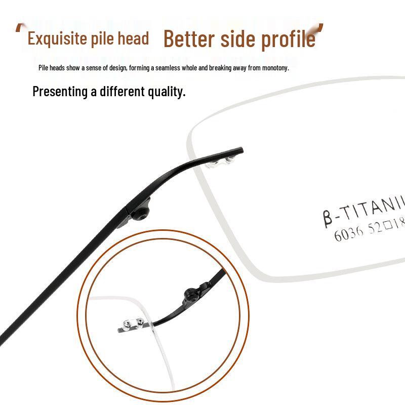 Men's Business Rimless Super Elastic Alloy Eyeglass Frame, Ultralight & Stylish for Myopia