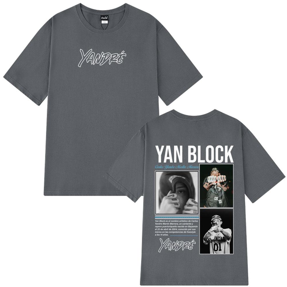 2025 Rapper Yan Block Album Graphic Tshirt Unisexs Women 100 Pure Cotton Printed Tshirt Hiphop T Shirts Streetwear Leisure Top