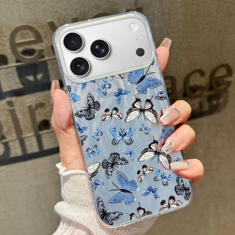 Small Case For iPhone 17 Air 16e 16 15 14 Pro Max 13 17 Pro Max Shockproof Colorful Butterfly Pattern Hard PC Phone Cover