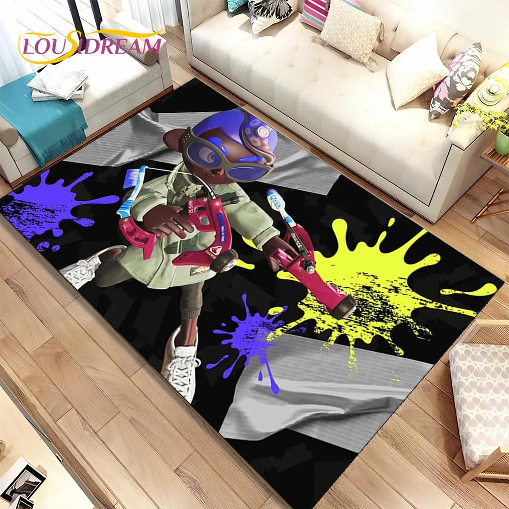 Games,Splatoon, Cartoon Gamers Area Rug,Carpet Rug for Living Room Bedroom Sofa Doormat Decoration, Kid Play Non-slip Floor Mat