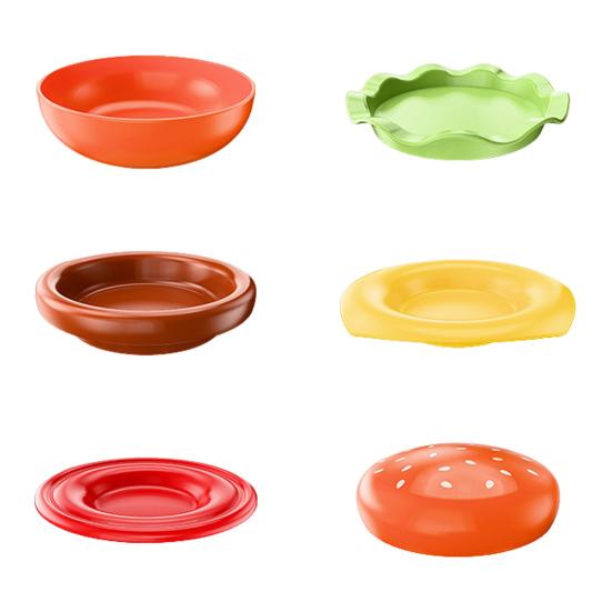 Hamburger Appetizer Plates Set 6-Layer Mini Plate Sets for Dessert Sauces Dip Stackable Serving Dishes for Snacks Sushi Parties