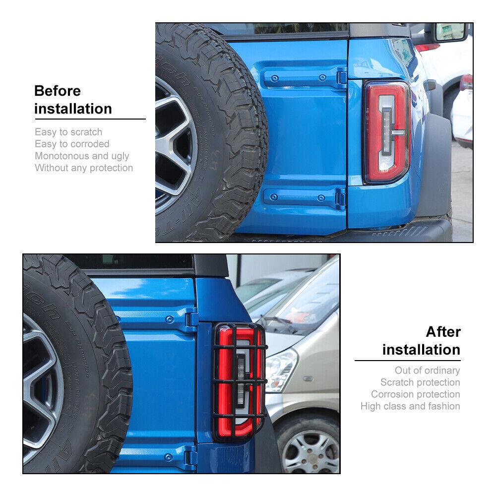 2x Rear Tail Light Lamp Cover Trim Bezel Accessories For Ford Bronco 2021+ Black