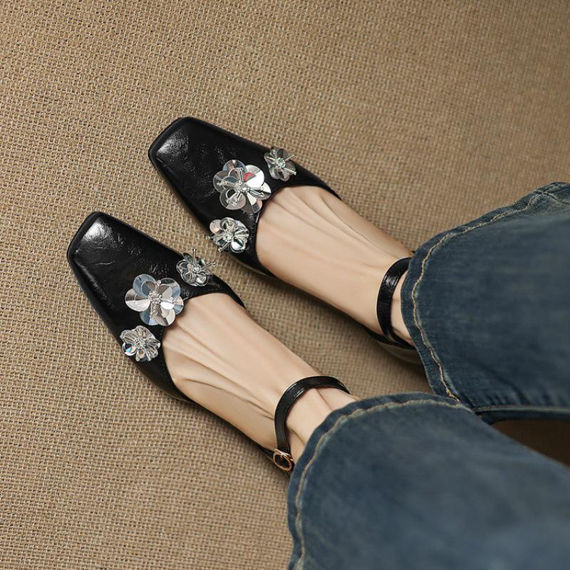 New women's casual sandals buckle low heel rubber sole large size summer bag heel comfortable black flat sandals women