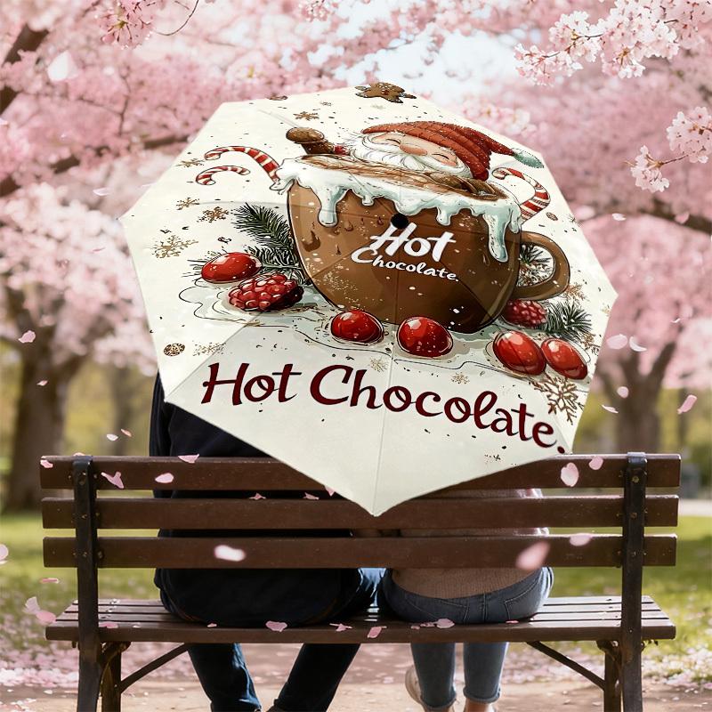 1PC Hot ChocolateAutomatic Open/Close Umbrella with Windproof, 8-Rib Sturdy Canopy, Durable Ribs, Fashionable Design1213A