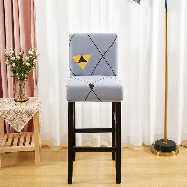 Elastic Short Chair Furniture Cover Spandex Fabric Printed Bar Stool Seat Covers Chair Protector Slipcovers For Cafe Dining Space Kitchen Washable