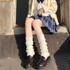 Knitting Jk Women's White Long Leg Warmers, Leg Socks, Autumn and Winter Thermal Protection Lolita Pile Socks Lolita
