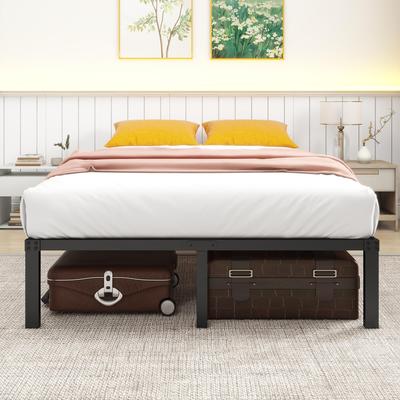 Bed Frame 140x200 Cm Metal, Sturdy Platform Bed with Headboard, Noiseless, Easy Assembly, No Box Spring Needed, Ideal for Couples & Guest Rooms