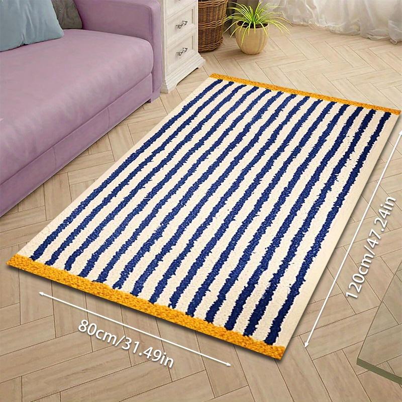 VIKAMA Classic Striped Hallway Doormat Blue Yellow And White Striped Minimalist Modern Decorative Rug Home Decor