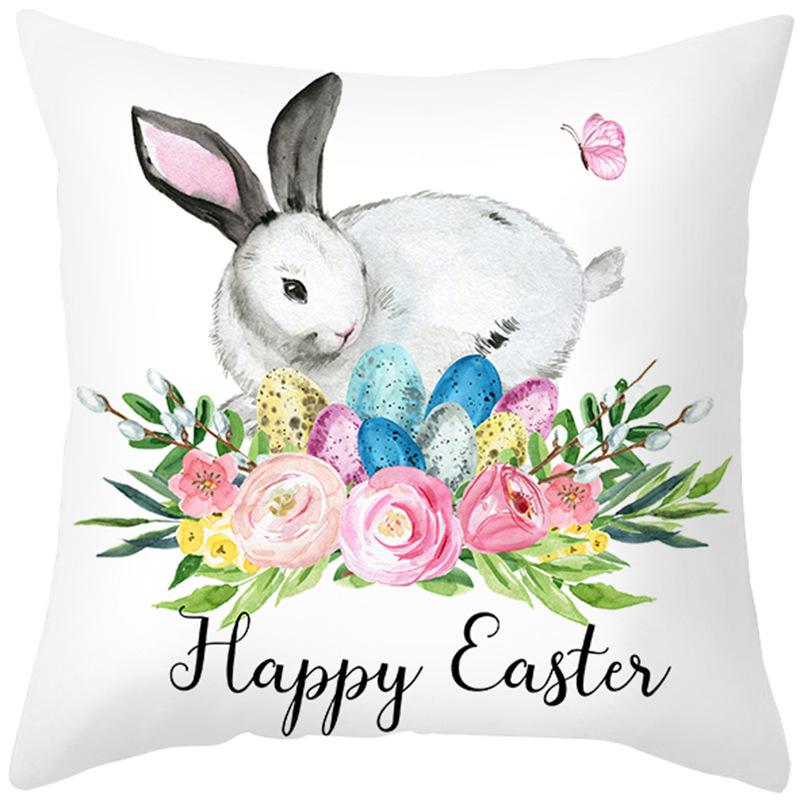 Cute Cartoon Rabbit Easter Pillow Cover New Sofa Cushion Cover Peach Leather Velvet Head Pillow Cover Premium Durable